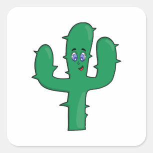 Smiling Cactus Square Sticker