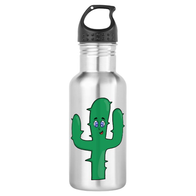 Smiling Cactus Stainless Steel Water Bottle (Front)