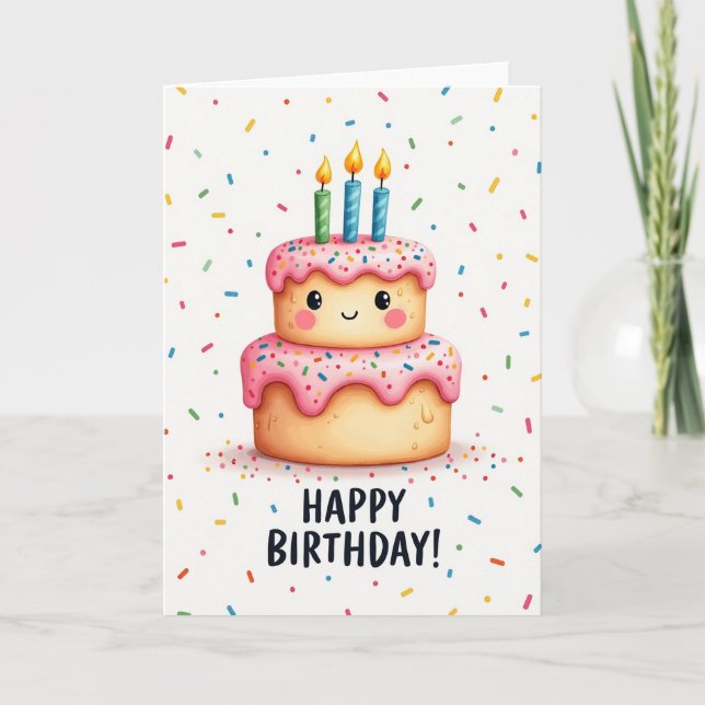 Smiling Cake Birthday Card (Front)