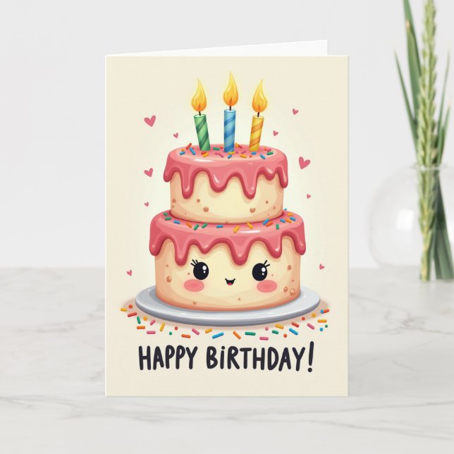 Smiling Cake Illustration Card (Front)