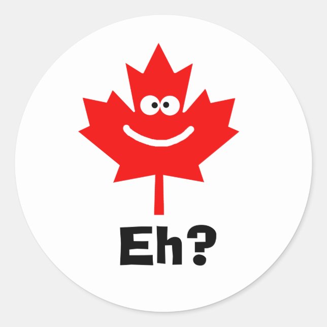 Smiling Canadian Maple Leaf Eh? Sticker (Front)