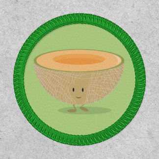 Smiling Cantaloupe Melon Green Cartoon Fruit Food Patch