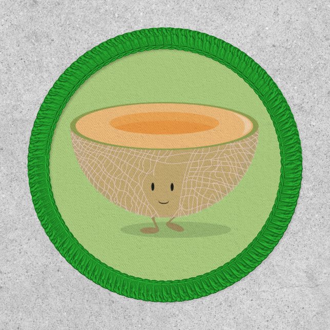 Smiling Cantaloupe Melon Green Cartoon Fruit Food Patch (Front)
