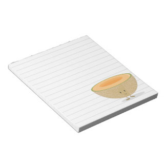 Smiling Cantaloupe White Gray Lines Notepad