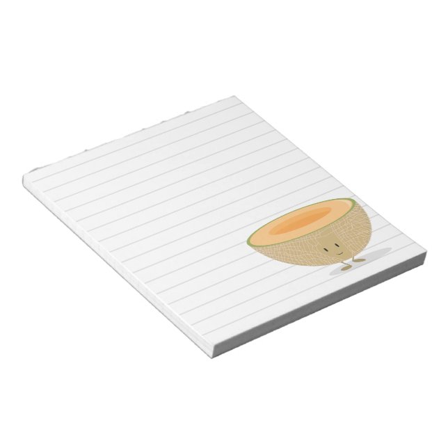 Smiling Cantaloupe White Gray Lines Notepad (Angled)