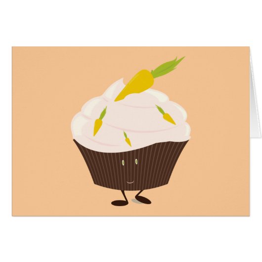 Smiling carrot cake cupcake cards (Front Horizontal)