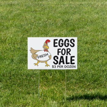 Smiling Cartoon Chicken Fresh Eggs For Sale Farm Sign by alinaspencil at Zazzle