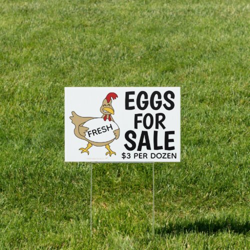 Smiling Cartoon Chicken Fresh Eggs for Sale Farm Sign