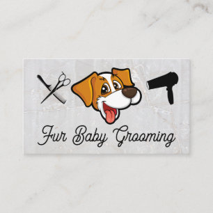 Smiling Cartoon Dog   Grooming Tools Business Card