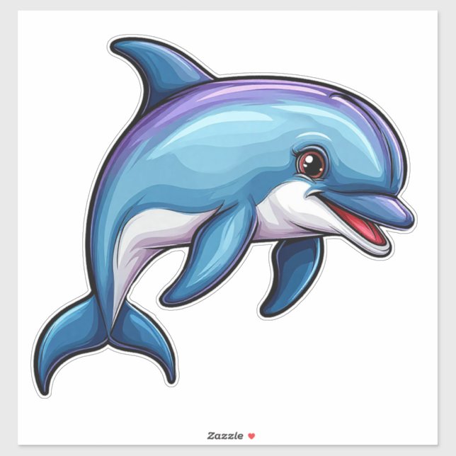 Smiling Cartoon Dolphin Sticker (Sheet)