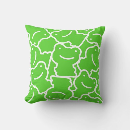 Smiling Cartoon Frogs Kids Throw Pillow