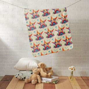 Smiling Cartoon Fun Starfish Surrounded by Bubbles Baby Blanket