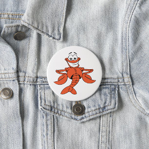 Smiling Cartoon Lobster Character Button
