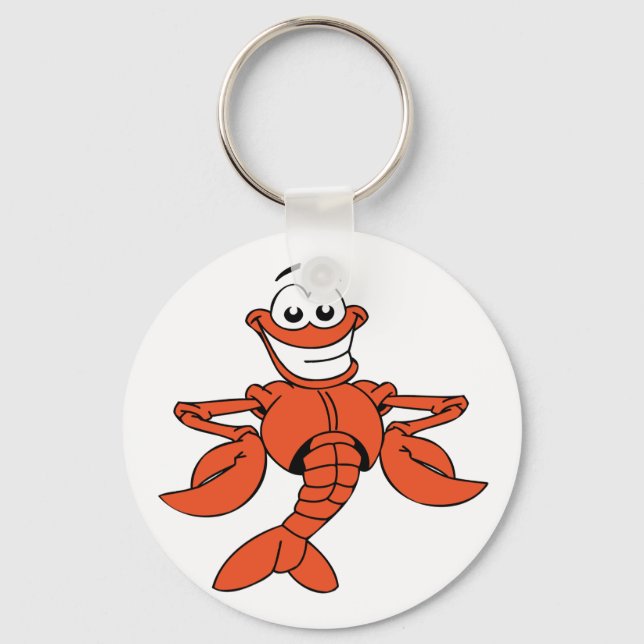 Smiling Cartoon Lobster Character Keychain (Front)