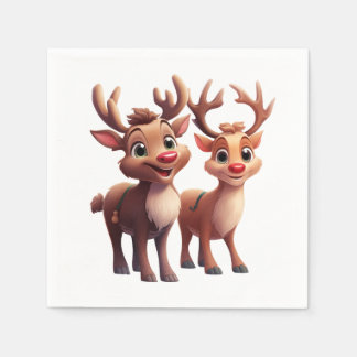 Smiling Cartoon Reindeer Napkins