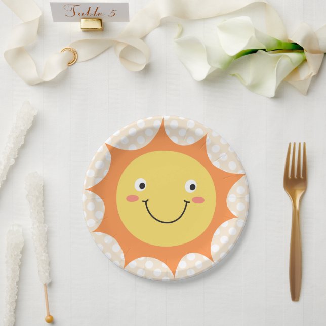 Smiling Cartoon Sun Face Paper Plates (Wedding)