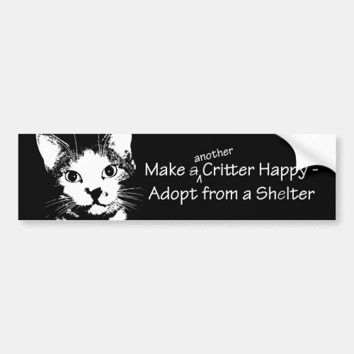 Smiling Cat Adopt from a Shelter Bumper Sticker