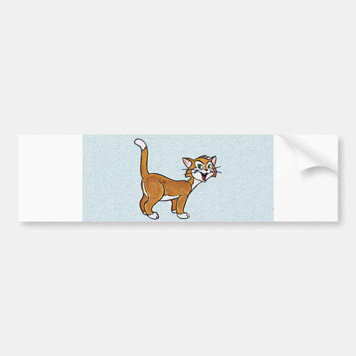 Smiling Cat Cartoon Art Bumper Sticker