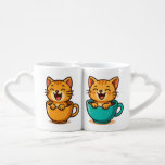Smiling Cat Couple Mug Set – Cute Lover Gift