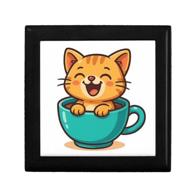 Smiling Cat Couple Mug Set – Cute Lover Gift Box (Front)