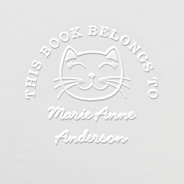 Smiling Cat | Custom This Book Belongs To Name Embosser (Design)