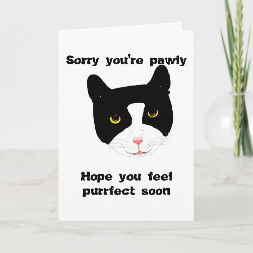 Smiling Cat Face Get Well Card