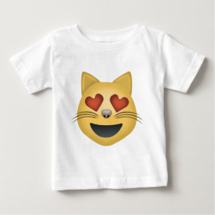 Smiling Cat Face With Heart Shaped Eyes Emoji Baby T-Shirt