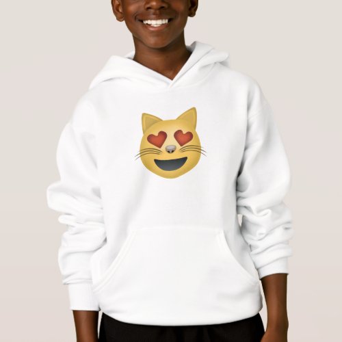 Smiling Cat Face With Heart Shaped Eyes Emoji Hoodie