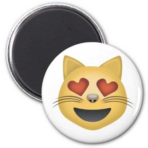 Smiling Cat Face With Heart Shaped Eyes Emoji Magnet