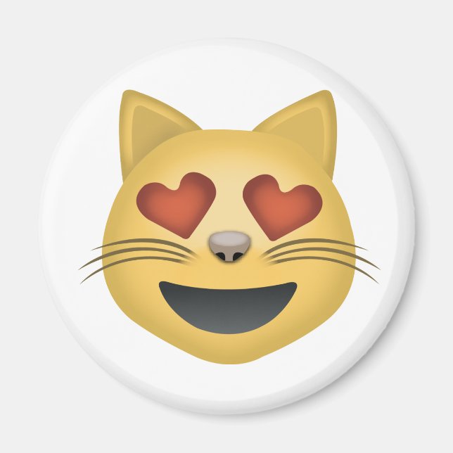 Smiling Cat Face With Heart Shaped Eyes Emoji Magnet (Front)