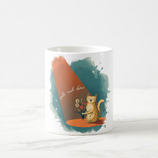 Smiling Cat Holding a Flower Mug | “Smile and Shin