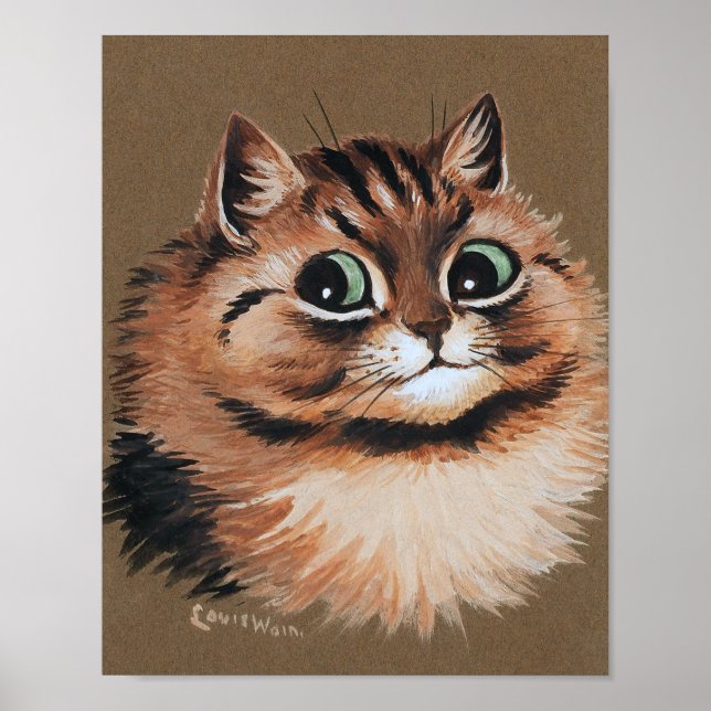 Smiling Cat, Louis Wain Poster (Front)