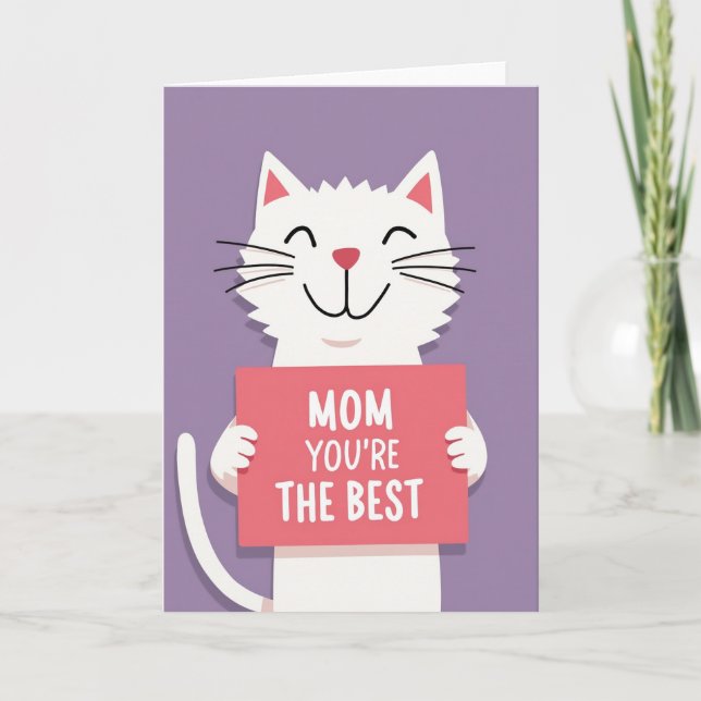Smiling Cat Moms Best Day Card (Front)