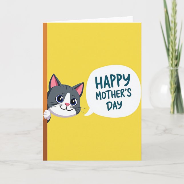 Smiling Cat Mothers Day Card (Front)