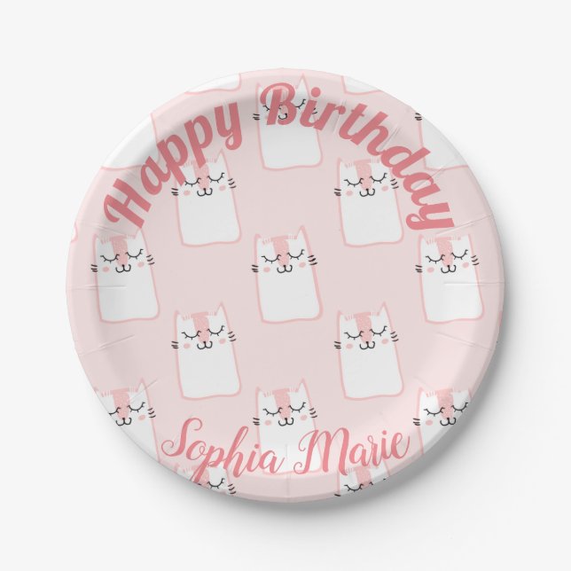 Smiling Cat Paper Plates (Front)