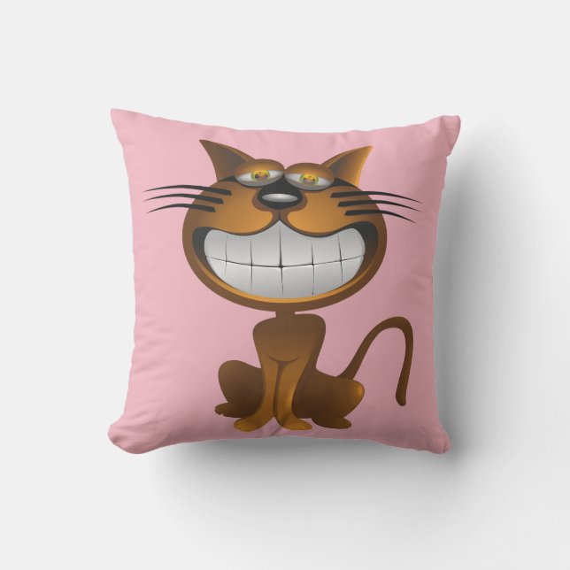 Smiling Cat Pink Pillows (Front)