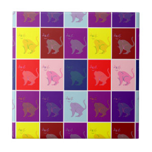 Smiling cat pop art ceramic tile