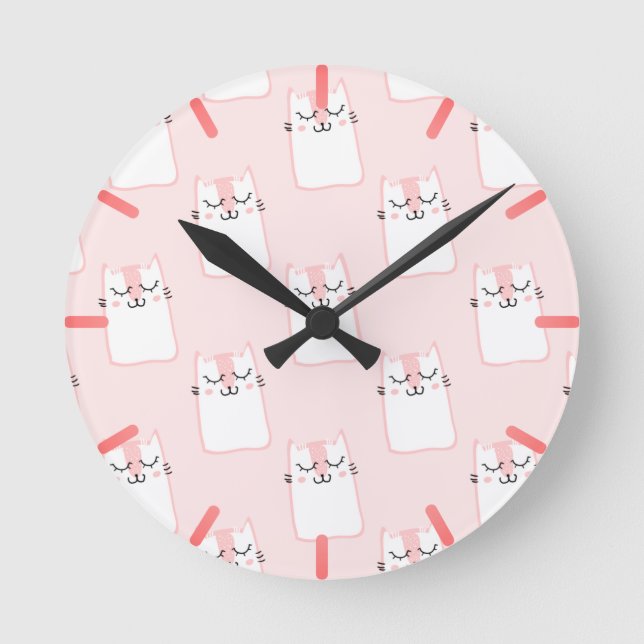 Smiling Cat Round Clock (Front)