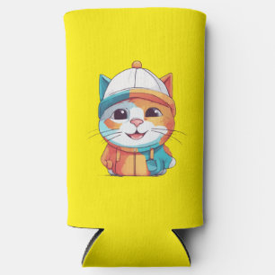 Smiling Cat Wearing Hat-78190 Seltzer Can Cooler