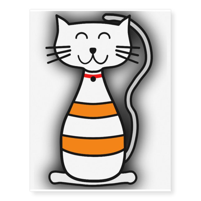 Smiling Cat (with orange stripes) Temporary Tattoos (Front)
