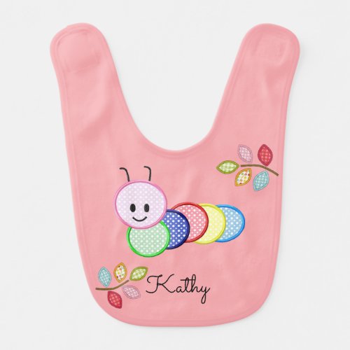 Smiling Caterpillar Custom Baby Girl Bib