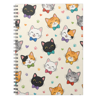 Smiling cats in bow ties notebook
