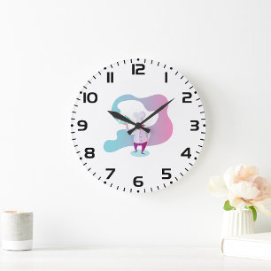 Smiling Chef with Mustache and Serving Tray Large Clock