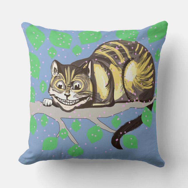Smiling Cheshire Cat 2 Throw Pillow (Front)