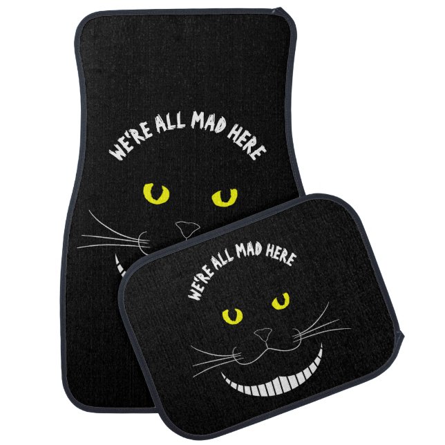 Smiling Cheshire Transparent Cat With Yellow Eyes Car Mat (Set)