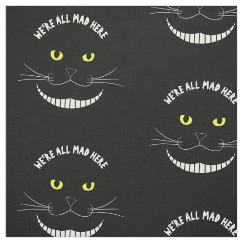 Smiling Cheshire Transparent Cat With Yellow Eyes Fabric