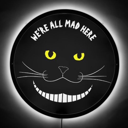 Smiling Cheshire Transparent Cat With Yellow Eyes LED Sign