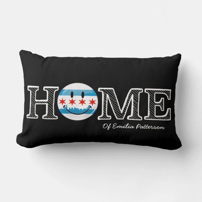 Smiling Chicago Flag Housewarmer Lumbar Pillow (Front)