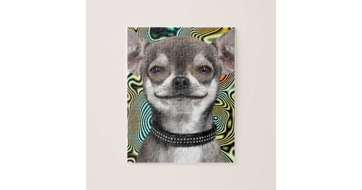 Wooden Jigsaw Puzzle-Colorful Chihuahua