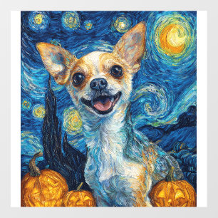 smiling chihuahua dog starry night by Van Gogh fin Wall Decal
